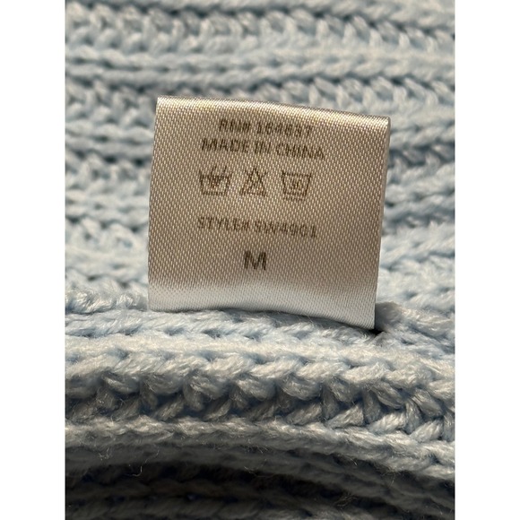 VICI Womens Light Blue Chunky Knit Turtleneck Sweater Chevron Cable SW4001 M - Picture 7 of 7